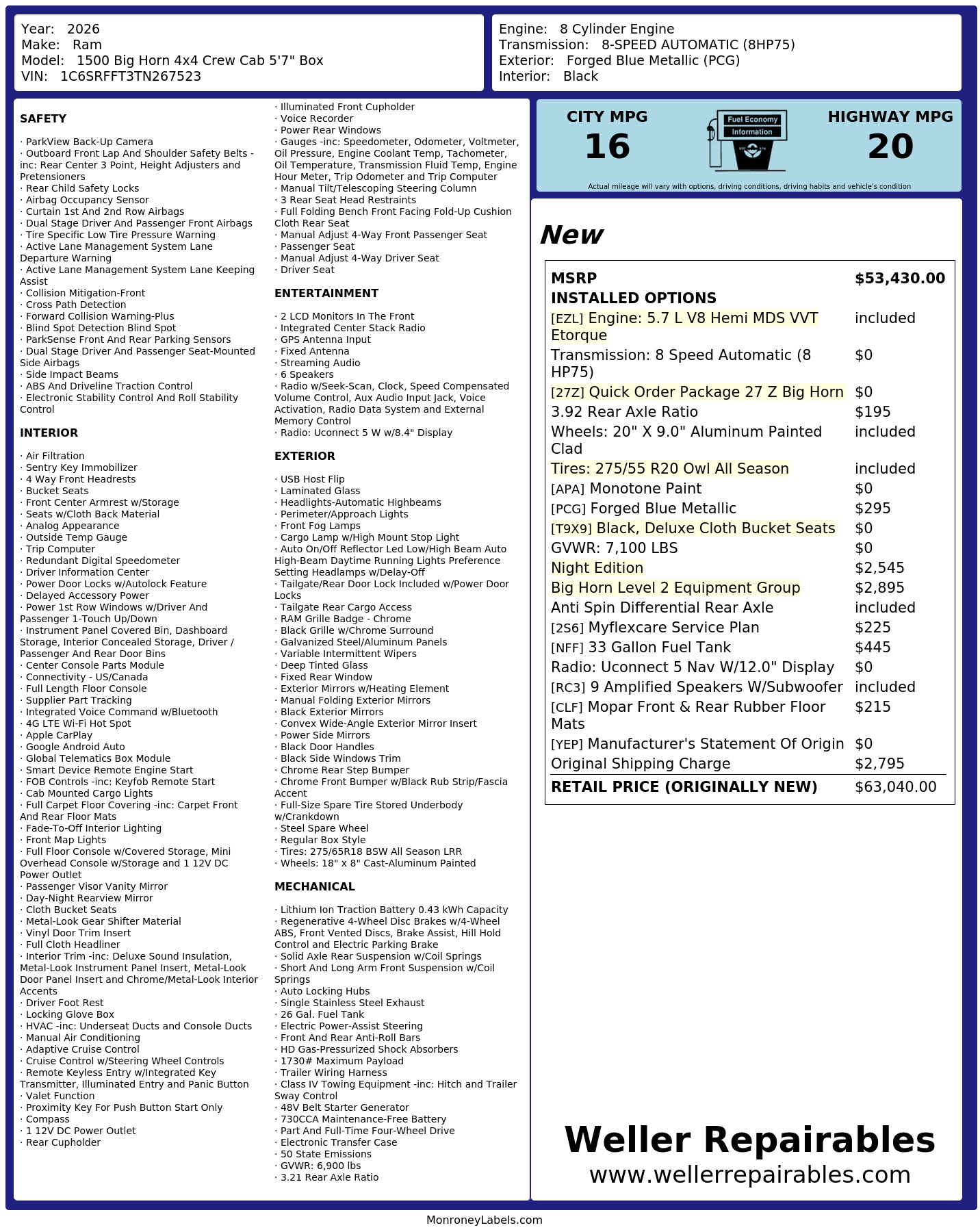 2026 RAM 1500 Big Horn 4WD Crew Cab - Image 17
