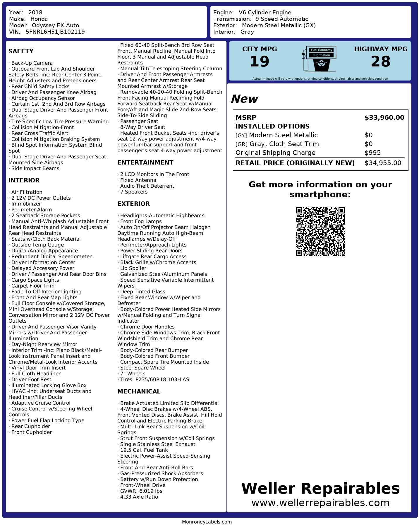 2018 HONDA Odyssey EX - Image 16