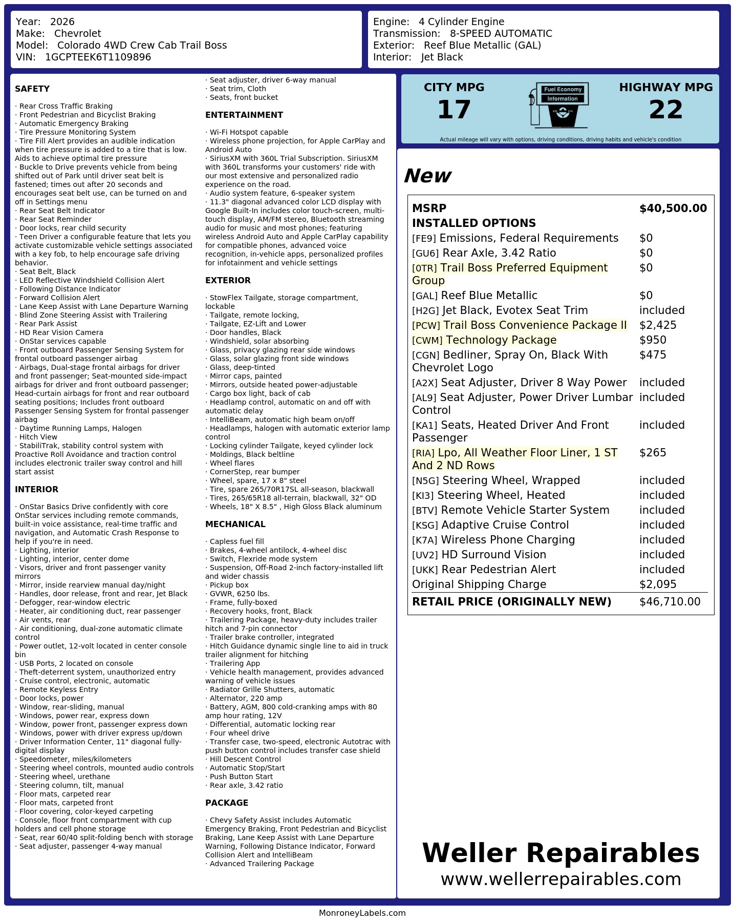 2026 CHEVROLET Colorado 4WD Crew Cab Trail Boss - Image 19