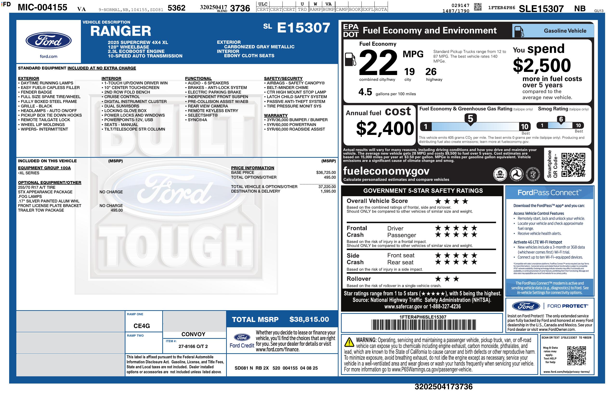 2025 FORD Ranger SuperCrew 4WD XL - Image 16